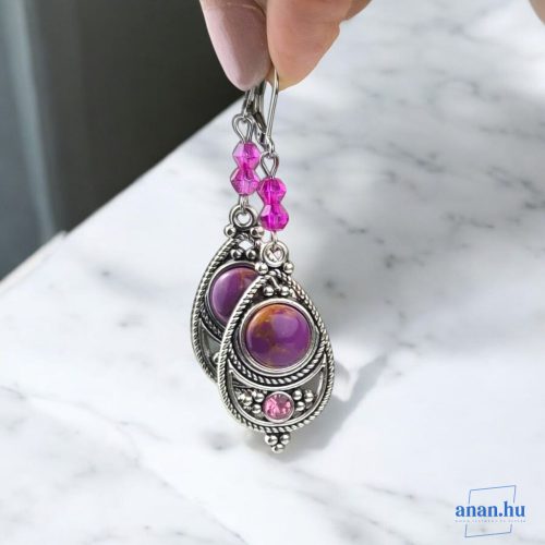 ANAN, fülbevaló, nyaklánc, lila, Marrakesh Meséje