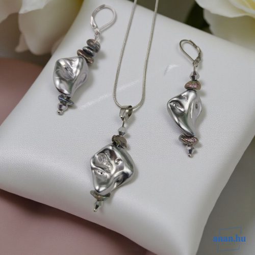 ANAN, antiallergén, egyedi ékszer, fülbevaló, nyaklánc, édesvízi gyöngy, Ezüst Ragyogás