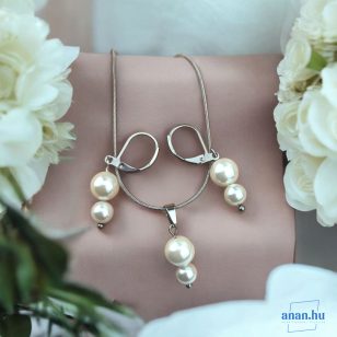 ANAN, antiallergén ékszer szett, gyöngy, fehér, Pearl