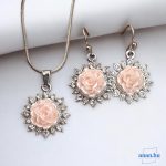 ANAN, alkalmi fülbevaló, nyaklánc, Rózsaszín Rózsa