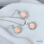 ANAN, alkalmi fülbevaló, nyaklánc, Rózsaszín Rózsa