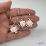 ANAN, alkalmi fülbevaló, nyaklánc, Rózsaszín Rózsa