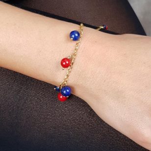   ANAN, vörös korall, lápisz lazuli, ásvány karkötő, tengeri csillag kollekció, Carmen