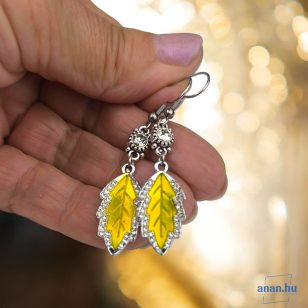   ANAN, alkalmi fülbevaló, üvegkristály, sárga, Csillogás