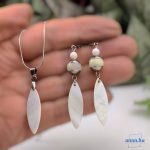 ANAN, nemesacél ékszer szett, fülbevaló, nyaklánc, Gyöngyház