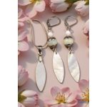 ANAN, nemesacél ékszer szett, fülbevaló, nyaklánc, Gyöngyház