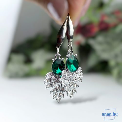 ANAN, alkalmi fülbevaló, nyaklánc, üvegkristály, zöld, Versailles-i Ragyogás