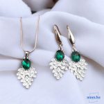 ANAN, alkalmi fülbevaló, nyaklánc, üvegkristály, zöld, Versailles-i Ragyogás