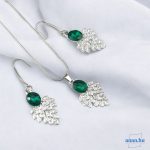 ANAN, alkalmi fülbevaló, nyaklánc, üvegkristály, zöld, Versailles-i Ragyogás