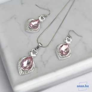   ANAN, alkalmi fülbevaló, üvegkristály, rózsaszín, Éji Csillogás