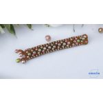 ANAN, kézzel készült, fémmentes karkötő, aranybarna-színes, Gyöngyös