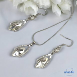   ANAN, alkalmi fülbevaló, üvegkristály, áttetsző, Esti Csillogás