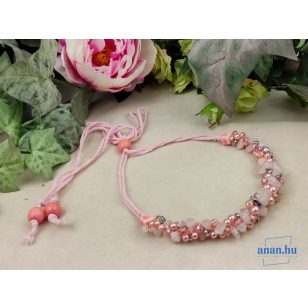   ANAN, női ékszer, rózsakvarc, hematit, ásvány, rózsaszín