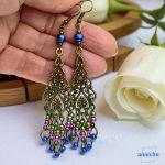 ANAN, hangsúlyos fülbevaló, egyedi, gyöngyékszer, Babilon Napja