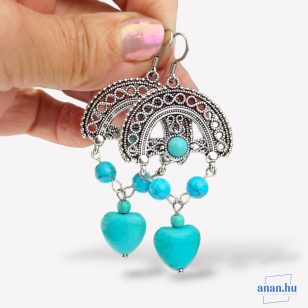   ANAN, hangsúlyos fülbevaló, tengeri csillag kollekció, Türkiz Csepp