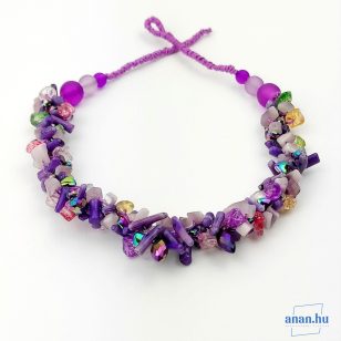 Lila árnyalatú ásvány nyaklánc, hipoallergén ékszer