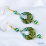 ANAN, kézzel festett fülbevaló,Türkiz Fény