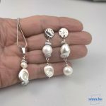 ANAN, antiallergén, egyedi édesvízi gyöngy szett, Fehér ragyogás