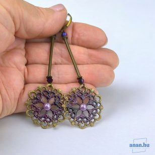   ANAN, kézzel festett ékszer, fülbevaló, nyaklánc, Mükéné Csipkéje