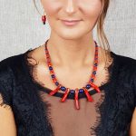 ANAN, vörös korall, lápisz lazuli, ásvány nyaklánc, fülbevaló, tengeri csillag kollekció, Carmen