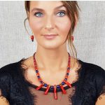 ANAN, vörös korall, lápisz lazuli, ásvány nyaklánc, fülbevaló, tengeri csillag kollekció, Carmen