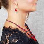 ANAN, vörös korall, lápisz lazuli, ásvány nyaklánc, fülbevaló, tengeri csillag kollekció, Carmen