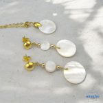 ANAN, nemesacél ékszer, fülbevaló, nyaklánc, aranyszínű, Gyöngyház