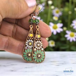 ANAN, fülbevaló, nyaklánc, zöld-fehér, Csodás India