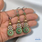 ANAN, fülbevaló, nyaklánc, zöld-fehér, Csodás India