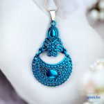 ANAN, kézzel festett, egyedi ékszer, fülbevaló, nyaklánc, türkizkék,Mesés Kelet Kékje