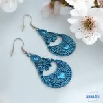 ANAN, kézzel festett, egyedi ékszer, fülbevaló, nyaklánc, türkizkék,Mesés Kelet Kékje