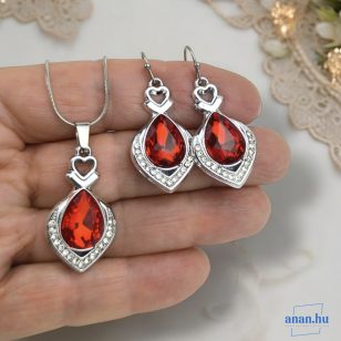   ANAN, alkalmi fülbevaló, üvegkristály, piros, Éji Csillogás