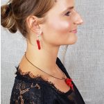 Vörös korall, ásvány, antiallergén, fülbevaló, minimalista, ékszer