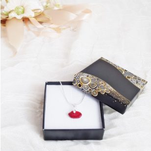 Vörös korall, ásvány, nyaklánc, minimalista ékszer