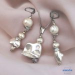 ANAN, antiallergén, egyedi ékszer szett, édesvízi gyöngy, Fehér ragyogás