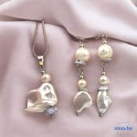 ANAN, antiallergén, egyedi ékszer szett, édesvízi gyöngy, Fehér ragyogás