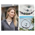 ANAN, édesvízi tenyésztett gyöngy nyaklánc, fülbevaló, bőr, nemesacél, Tenger Lelke