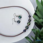 ANAN, édesvízi tenyésztett gyöngy nyaklánc, fülbevaló, bőr, nemesacél, Tenger Lelke