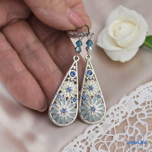 ANAN, fülbevaló, nyaklánc, ezüst-kék,  Csodás India