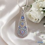 ANAN, fülbevaló, nyaklánc, ezüst-kék,  Csodás India