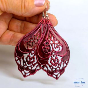   ANAN, kézzel festett ékszer, fülbevaló, nyaklánc, bíbor, Mesés Kelet