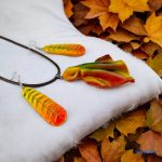 ANAN, művészi medál, fülbevaló, polimer agyag ékszer, őszi kollekció, Hullámok