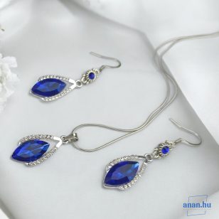   ANAN, alkalmi fülbevaló, üvegkristály, királykék, Esti Csillogás