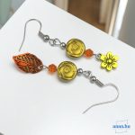ANAN, kézzel festett, egyedi tervezésű, aszimmetrikus fülbevaló, levélékszer, Levélmese
