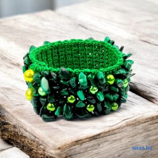   ANAN, ásvány karkötő, malachit, hipoallergén, fémmentes ékszer 
