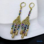 ANAN, hangsúlyos fülbevaló, egyedi, gyöngyékszer, Triskele