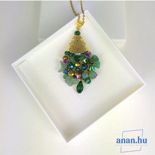   Antiallergén, nyaklánc, ékszer, ajándék nőknek, egyedi, kézműves, kristály, hematit, achát, arany