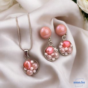   ANAN, antiallergén, nemesacél, ékszer, édesvízi gyöngy, rózsaszín, Minimalista