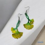 ANAN, kézzel festett ékszer, fülbevaló, nyaklánc, levélékszer, Ginkgo