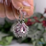 ANAN, alkalmi fülbevaló, üvegkristály, Csillogó Rózsaszín